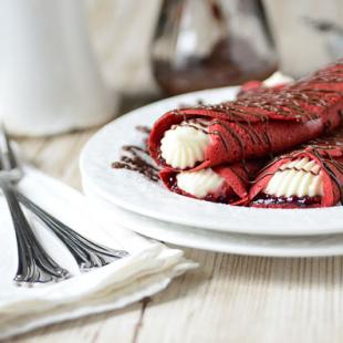 Red Velvet Crepes with Sweet Cream Cheese Filling