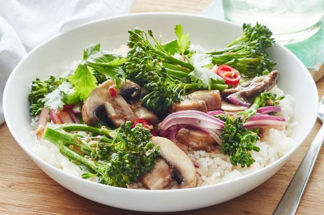 Broccolini and Mushroom stir-fry