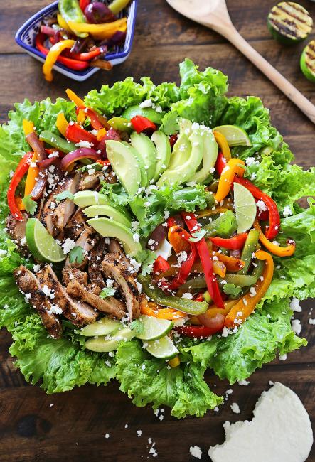 Grilled Chili Lime Chicken Fajita Salad 