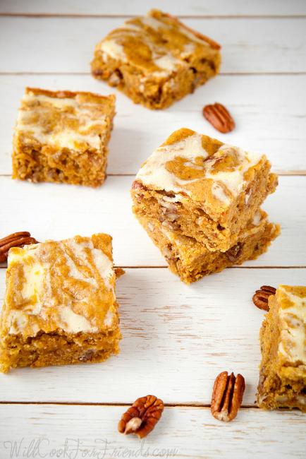 Pumpkin Pie Blondies with Cream Cheese