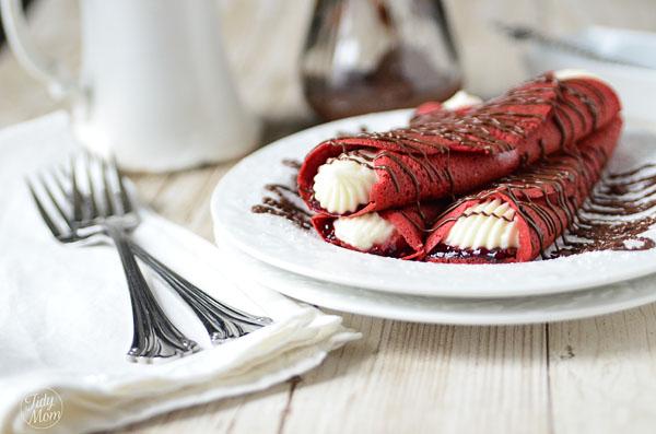 Red Velvet Crepes with Sweet Cream Cheese Filling
