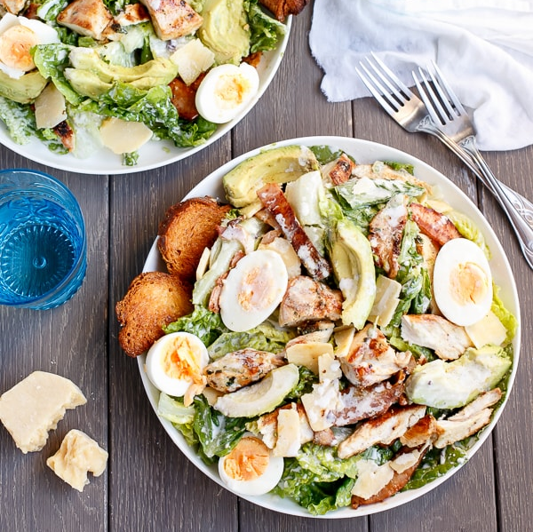 Skinny Chicken and Avocado Caesar Salad