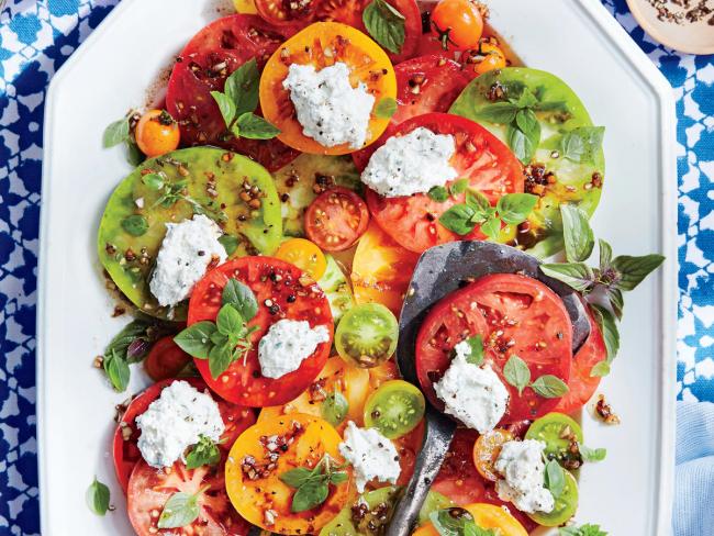 Tomato Salad with Herbed Ricotta and Balsamic Vinaigrette