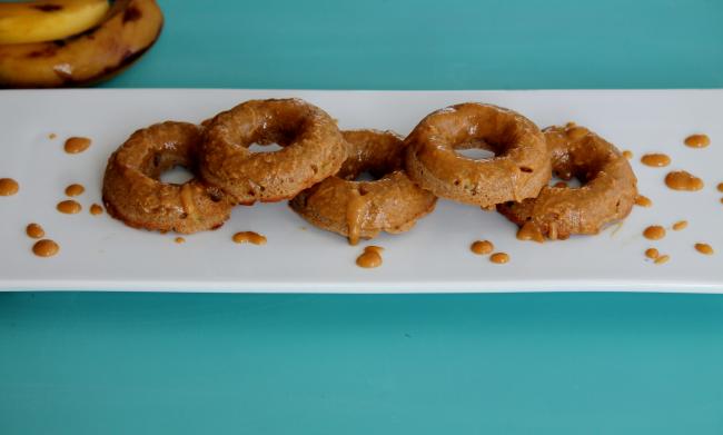 Whole Wheat Baked Banana Donuts with Peanut Butter Glaze